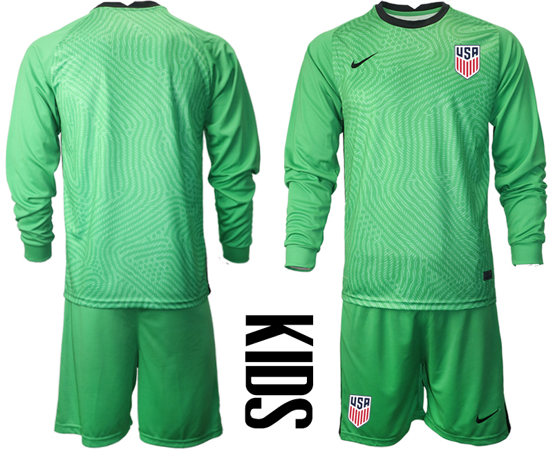 Youth 2020-2021 Season National team United States goalkeeper Long sleeve green Soccer Jersey->united states jersey->Soccer Country Jersey